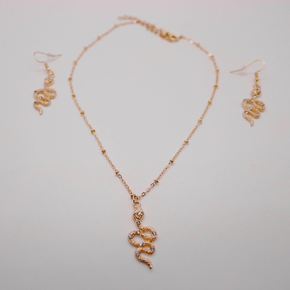 Snake necklace and earring set
